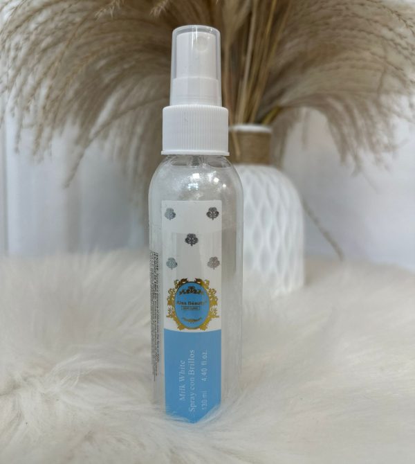 Spray con brillos blanco late